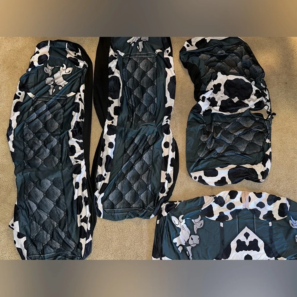 🆕 cow print car interior seat covers